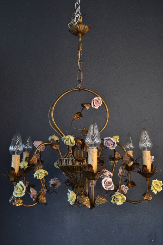 Stunning Colorful Tole Flower Chandelier (2022057)