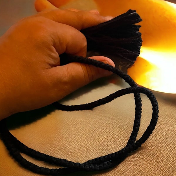 200- Knot Orthodox Christian Black Woolen thin fine Prayer Rope Komboskini Tsotki Rosary