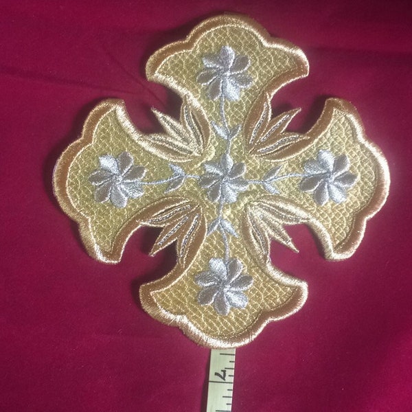 Orthodox Christian Byzantine Applique Cross 6.25 x 6.25 inches