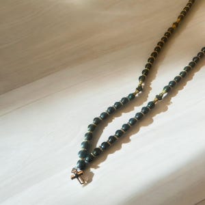 Orthodox Christian 100-Bead Prayer Rope – Handmade Metallic Glass Beads with Cross