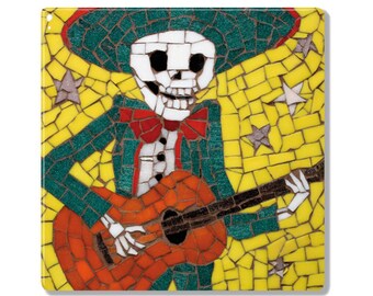 Coaster / Ceramic Tile- Alberto is Dead - Mexican Skeleton Playing the Guitar