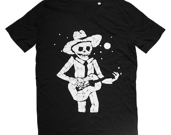 Organic T- Shirt Skeleton playing guitar