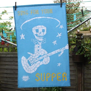 Blue Tea Towel - Alberto - Sing For Your Supper - Stocking Filler