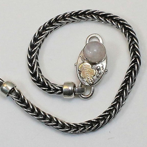 Great 999 Fine Silver Bracelet, 9K Yellow Gold Bracelet, Moonstone Bracelet, Chain Bracelet, 925 Sterling Silver Bracelet