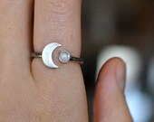 Moon phase ring, Moonstone Ring, Eternity Ring, Forever Ring, waxing moon ring, open ring, half moon, enagement, dainty open ring