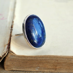 Lapis Lazuli Silver Ring, US 7.75, Blue Ring, stacking ring, birthstone ring, gemstone ring, silver ring, Sterling silver, Stackable ring image 1