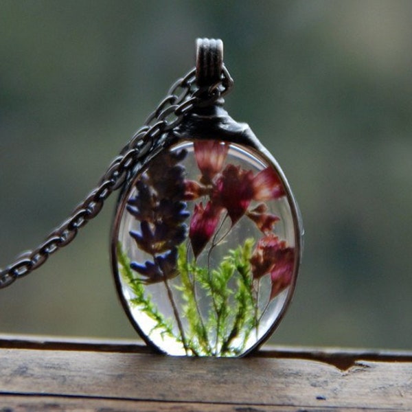 Terrarium Necklace: Pressed Flower Bridal Jewelry, Nature Gift