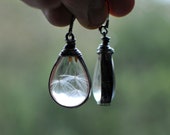 pressed flower jewelry, raw, dandelion danging earrings, terrarium earrings, MARIAELA, hippi, boho, romantic, nostalgic