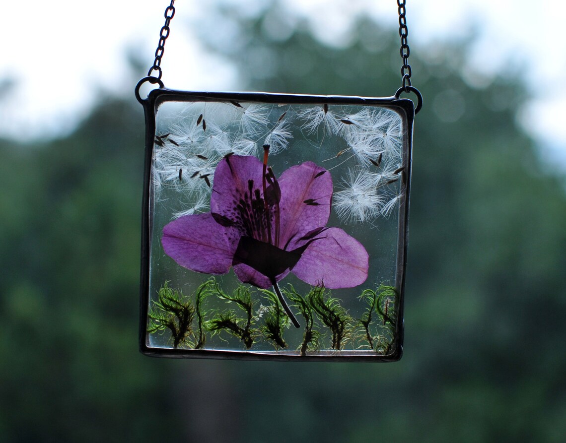 Pressed Flowers pressed flower frame Stained Glass Frame Etsy