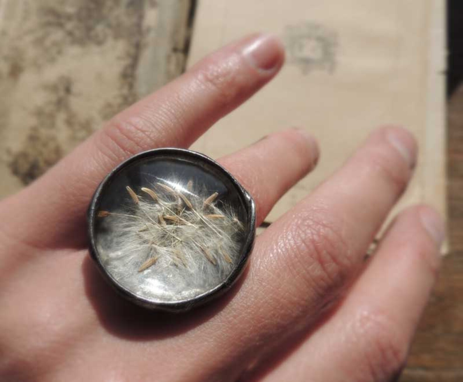 Dandelion Ring Dried Dandelions Make a Wish Bridesmaid Etsy