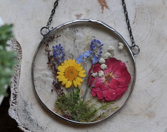 Stained Glass Pressed Flower Frame: Dried Flower Hanging Decor
