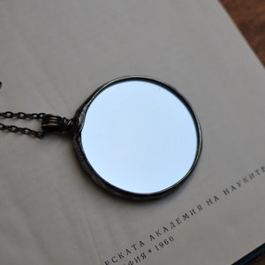 Handmade Stained Glass Mirror Pendant Necklace: Vintage Style Jewelry