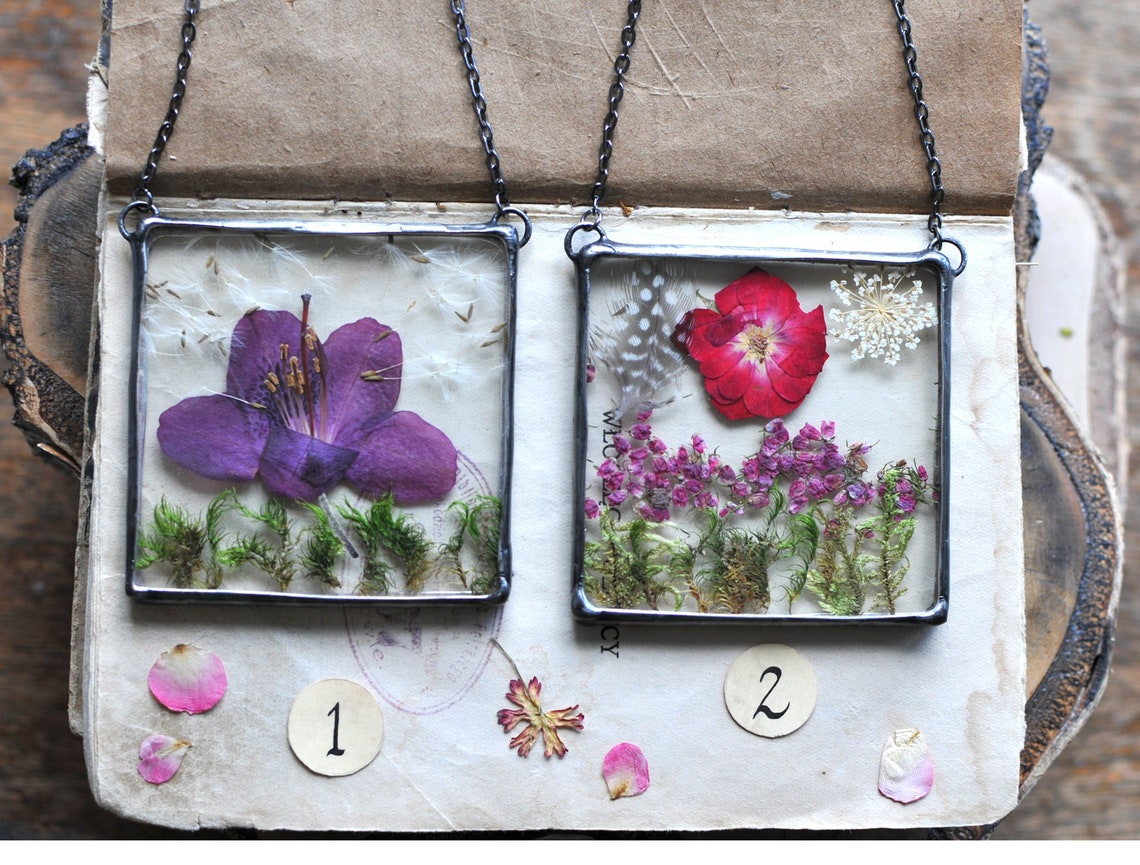 Pressed Flowers pressed flower frame Stained Glass Frame Etsy