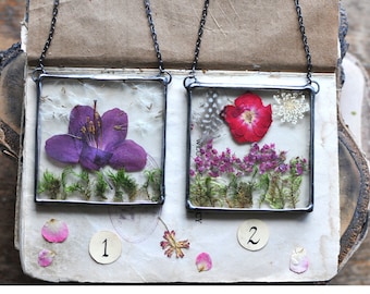 Pressed Flowers, pressed flower frame, Stained Glass Frame, Pressed Flowers, Framed Dried Flowers, Double glass frame, flowers display