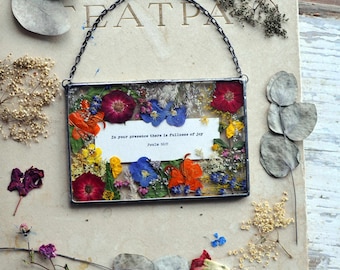 Pressed Blooms, Love&#39;s Path, custom bible verse, Sacred Verse Art, Scriptural Wall Art, pressed Flowers