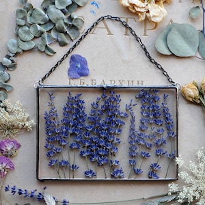real Lavender,  Housewarming Gift, Window Art, Pressed Flower Frame, Framed Herbarium, Floral Design, Lavender Decor, Framed Lavender