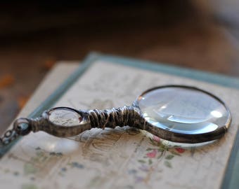 loupe necklace, magnifying glass, magnifying necklace, hipster jewelry, wearable loupe, prism necklace, wonderlust gift, gift for mom