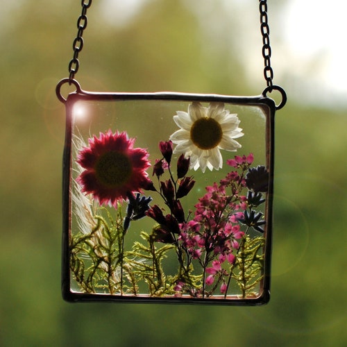 Stained Glass Frame Pressed Flowers Pressed Flowers Etsy