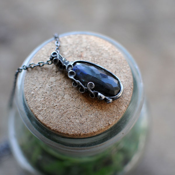Labradorite necklace, raw jewelry, raw necklace, electroformed jewelry, long chain necklace, labradorite stone