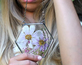 Pressed Flower Suncatcher: Stained Glass Botanical Panel