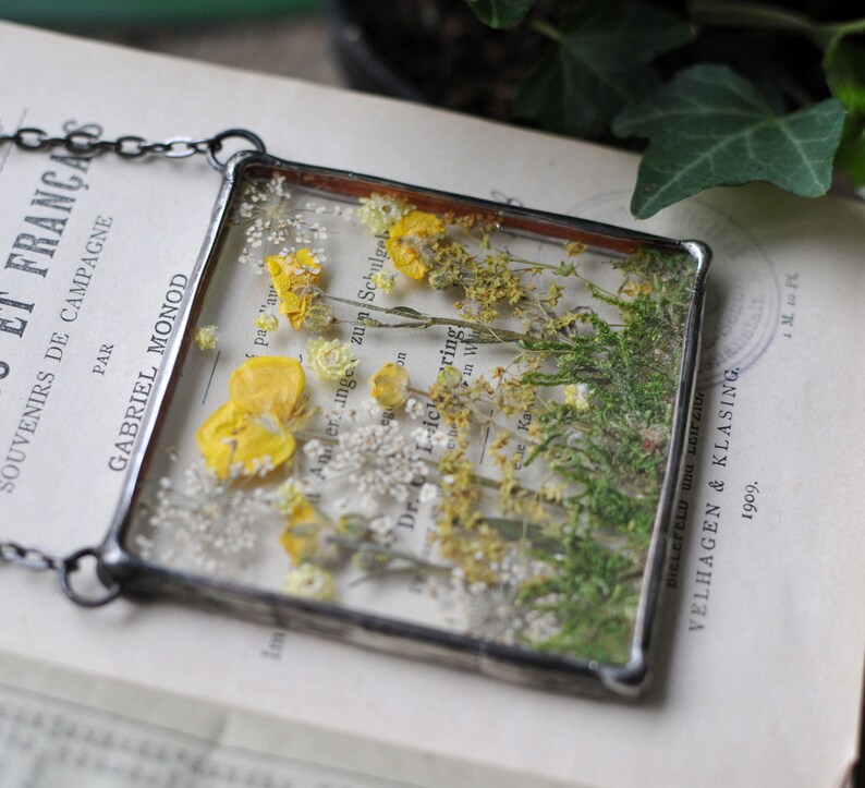 Pressed Flower Frame Stained Glass Decor Pressed Flower Etsy