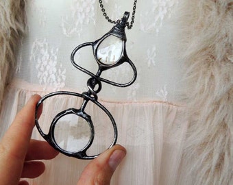 Collier loupe - vraie loupe avec choix botanique, style vintage fait main