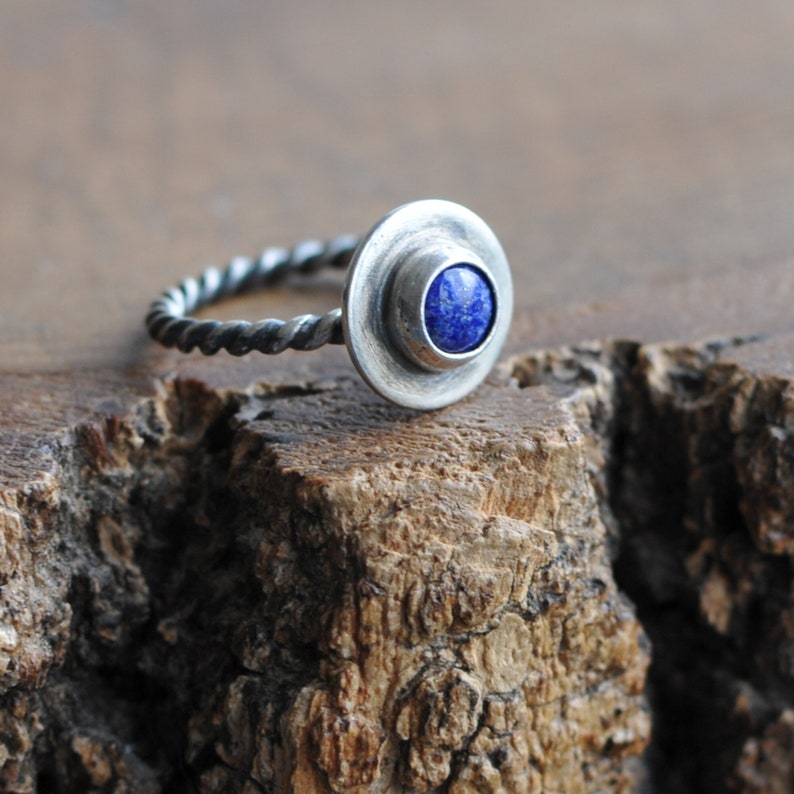 Lapis Lazuli Ring, US 6.5 ring, one a kind, sterling silver, gemstone ring, birthstone ring, blue gemstone jewelry, minimalist, mariaela image 1