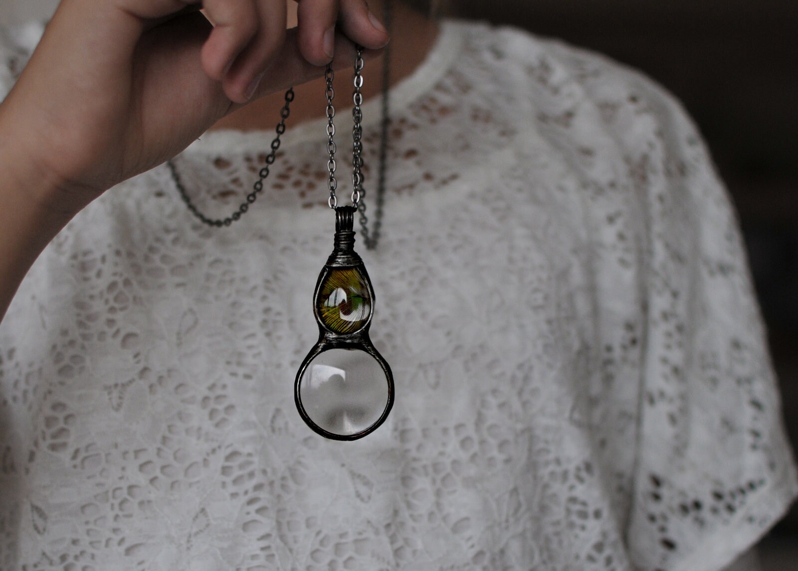 Loupe Necklace, Magnifying Glass, Magnifying Necklace, Hipster