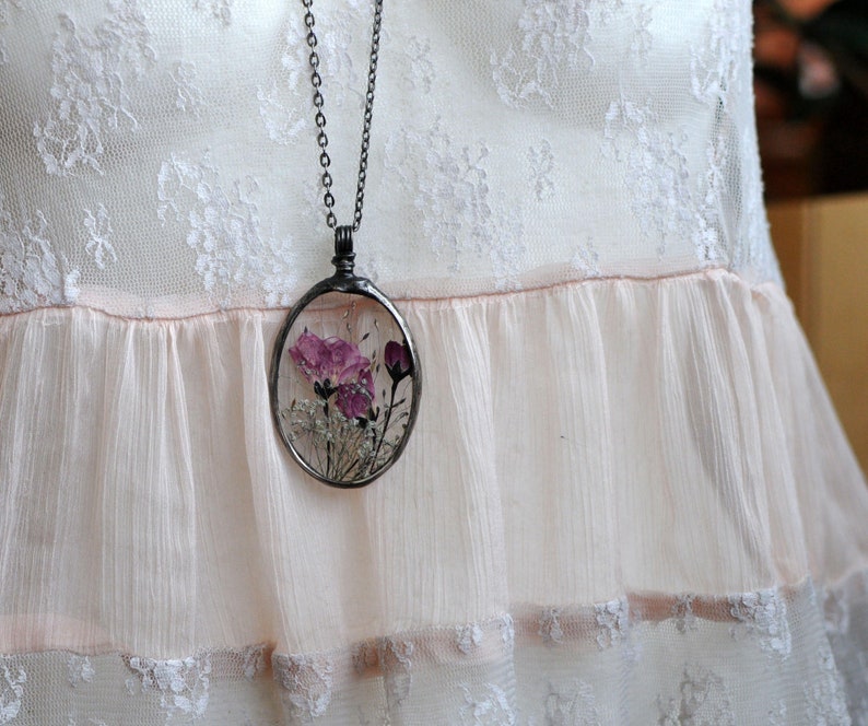 Terrarium jewelry, inspirational, Bridal Jewelry, lavender necklace, bridesmaids necklaces, bridesmaids jewelry, Wedding, Pink flowers, Mom image 4