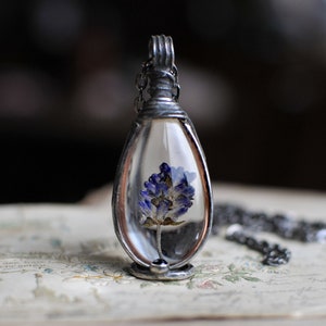 pressed flower, lavender lover, drop terrarium, drop necklace, real lavender, terrarium necklace, terrarium necklaces