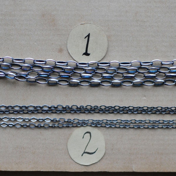 Sterling Silver Chain - 1-2 USD per 10cm/4inch - Delicate Chain - Fine Chain - Personalized Length - Oxidized - Clasp Included - Mariaela