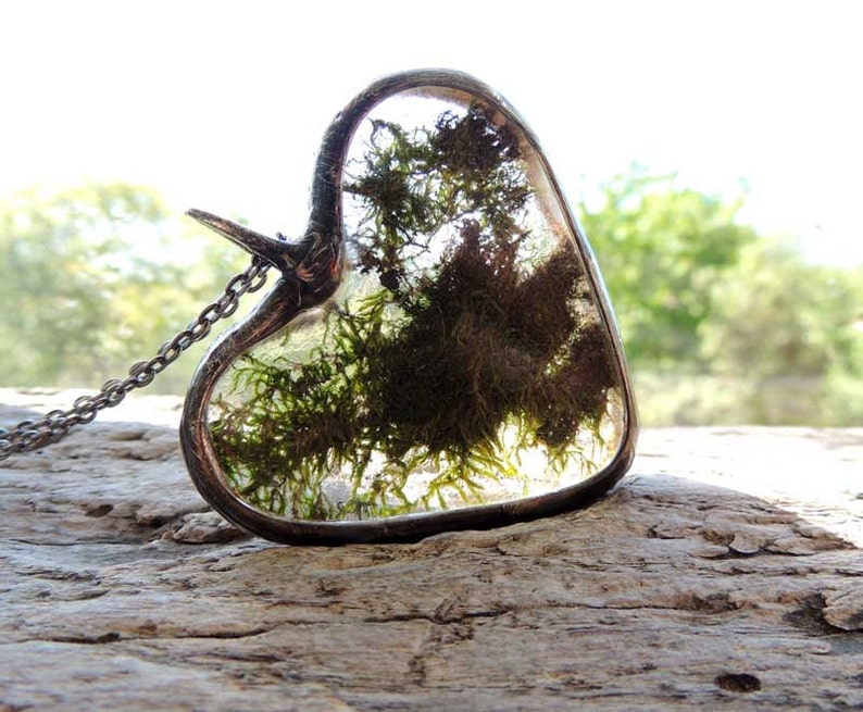 Real Moss Necklace Terrarium Necklace Dried Mossreal Moss Etsy