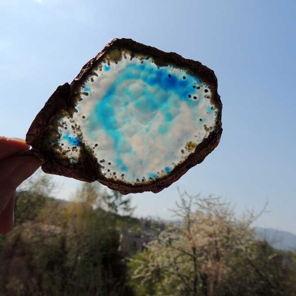 huge copper necklace - Agate Slice Necklace - Copper Necklace Electroformed - Necklace Gemstone Necklace