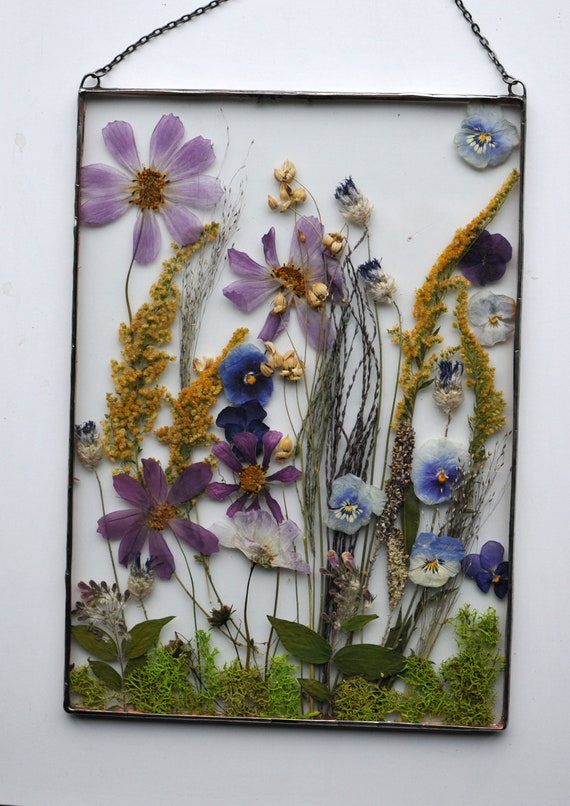 Large Pressed Flower Frame, Wall Decor, Pressed Flower Art, Real Dried  Flowers, Herbarium, 1 Year Anniversary, Dried Flower Bouquet 