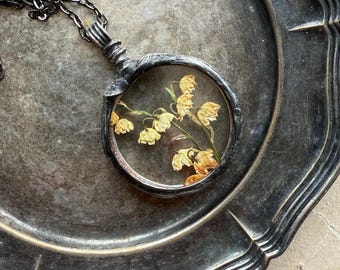 Lily of the Valley Necklace: Real Pressed Flower Glass Pendant