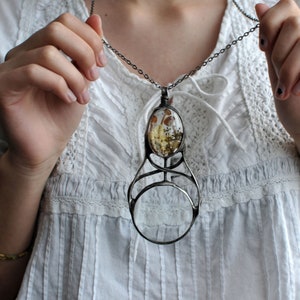 Fungi Magnifier Necklace: Handmade Mushroom Pendant, Eco-Friendly Tin