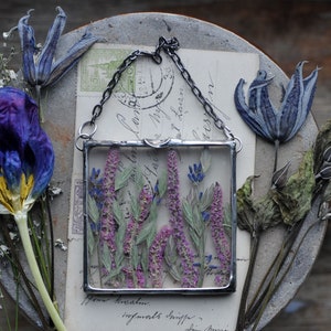 Hanging Plants, Glass Decor, Pressed Flowers, Pressed Flower Frame, Stained Glass Frame, Framed Dried Flowers