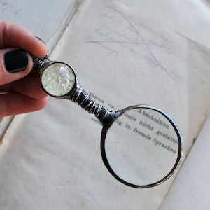 Magnifying Glass Pendant, Illuminated in the Dark, Glowing Necklace, Celestial Jewelry, Radiant magnifier, glow-in-the-dark necklace