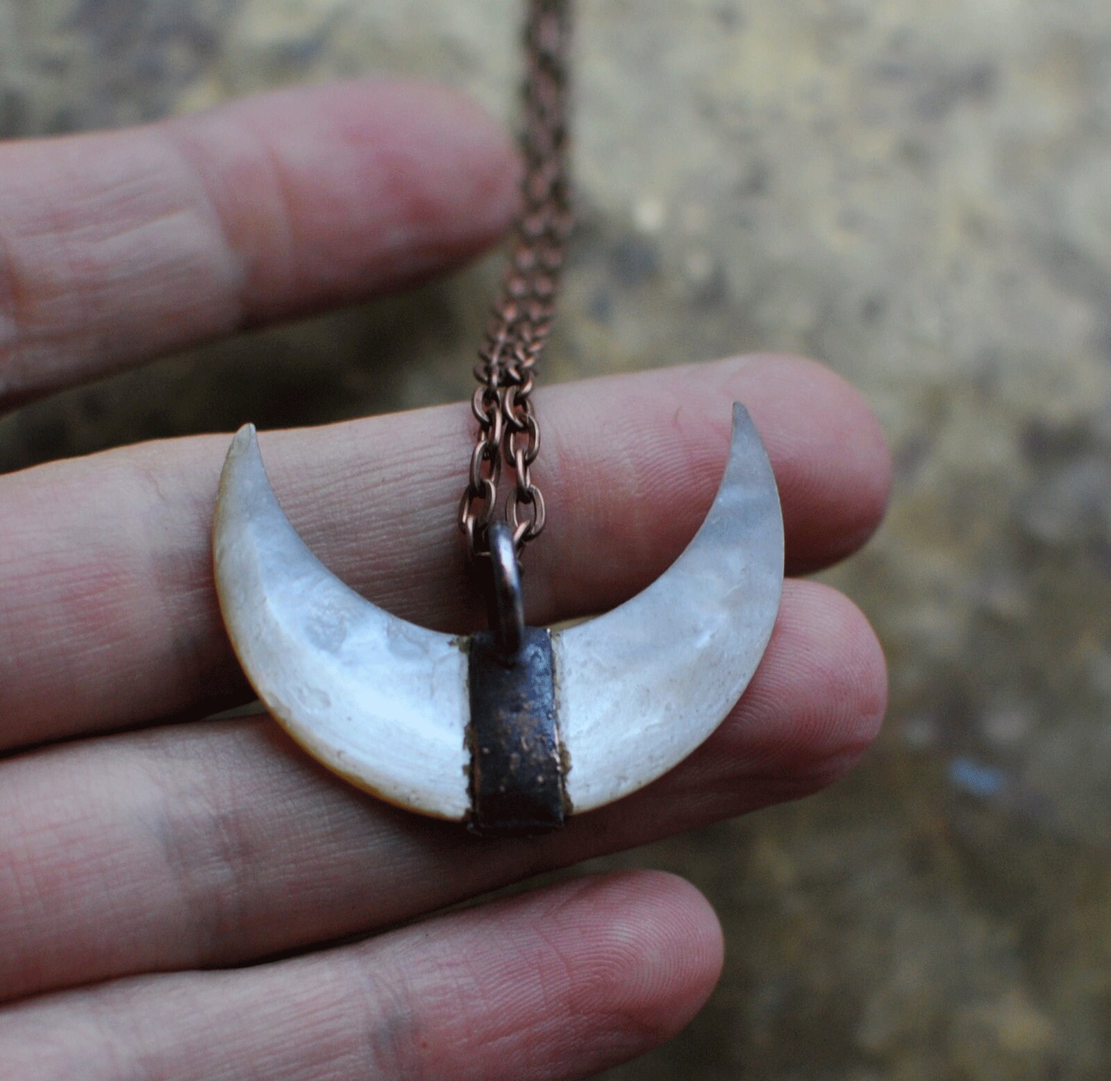 Upside-down Moon Necklace Duble Horn 