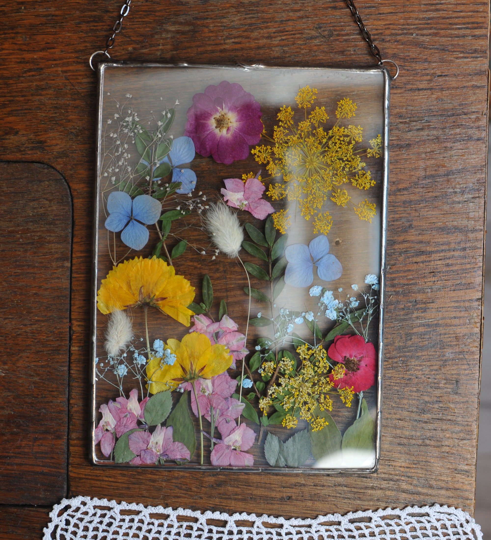 Pressed Flower Frame Christmas Gift Farmhouse Wall Décor Dried Flowers  Lavender 66 Inches &079 