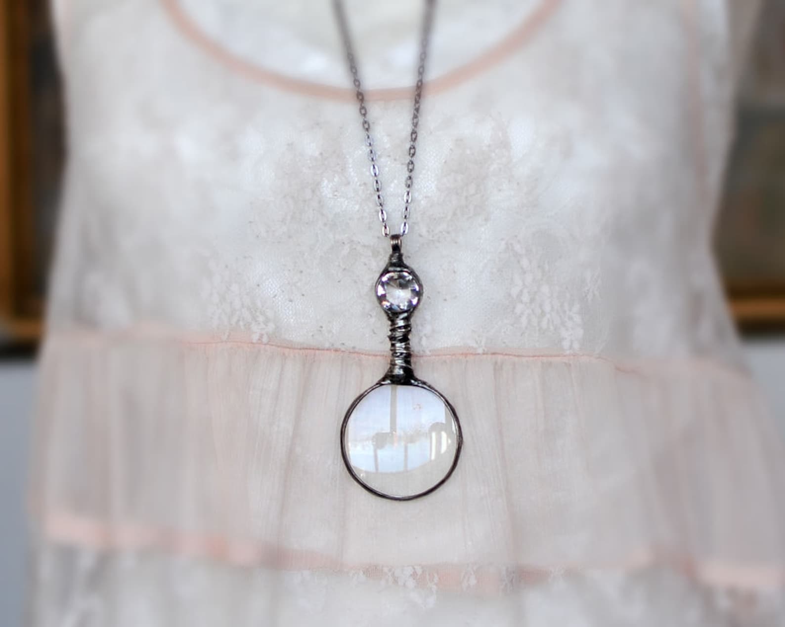 Loupe Necklace Magnifying Glass Magnifying Necklace Hipster Etsy