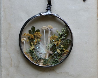 miniature mushrooms, Forest Jewelry, Cottagecore, real tiny mushroom necklace, mushrooms pendant, mariaela, wanderlust gift