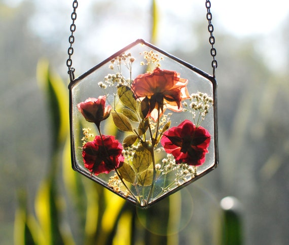 Stained Glass Frame, Pressed Flower Frame, Pressed Plant Frame, Pressed  Flowers, Framed Dried Flowers 