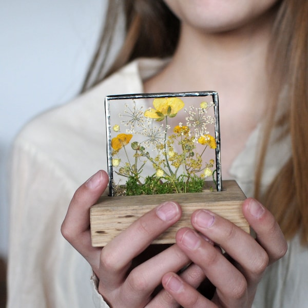 Pressed Flowers, Pressed Flower Frame, Stained Glass Frame, Wood Stand, Wooden Stand, Changing Station, office ideas