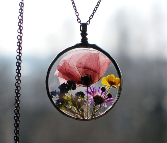 Real Poppy Necklace Wedding Necklace - Etsy