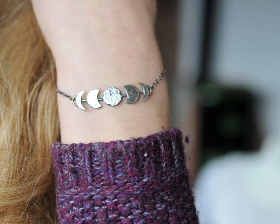Silver Bracelet Moon Phases Bracelet Moon Phase Jewelry Moon