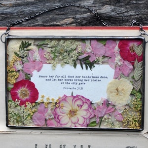 psalm, pressed flowers, pressed flower frame, decorations inspirational wall art,Bible Verse, Favorite Bible Verse, Bible verse sign image 1