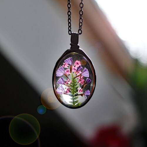 Pressed Flower Necklace Dried Pressed Flowernatural Gift Etsy