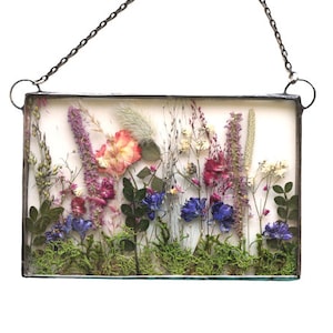 pressed flowers, pressed flower frame, framed dried flowers, wall hanging, floating frame, office decor, fast shiping