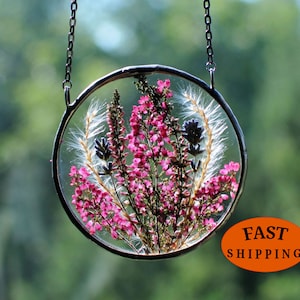 pressed flower art, botanical art, dreamcatchers wall hanging, pressed plant frame, pressed flower, framed dried flowers, Stained glass